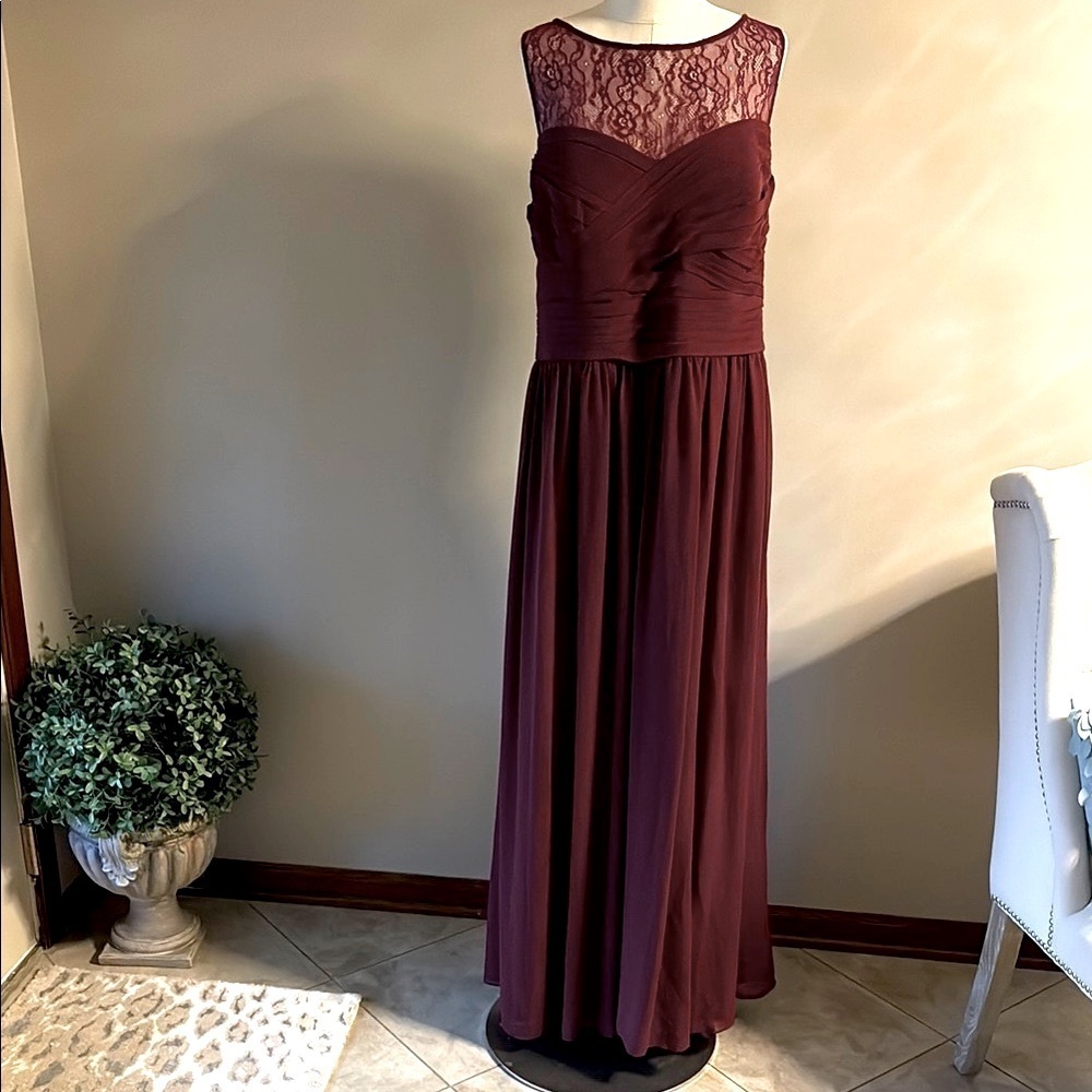 Camille La Vie formal Sweetheart lace chiffon Maxi Gown mother bride groom 16W
